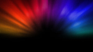 Vibrant multicolored abstract grid pattern with flowing red, purple, and blue light waves on a dark background HD wallpaper