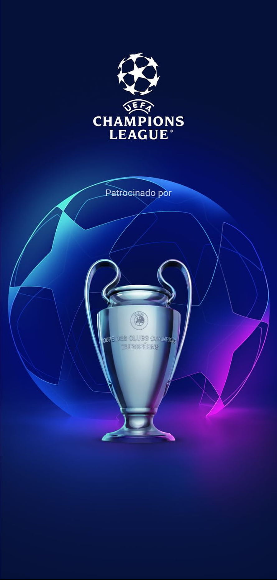 UEFA Champions League Trophy and Logo on Blue Background HD phone wallpaper