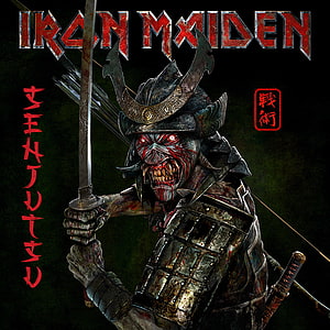 Iron Maiden Senjutsu Album Art Featuring Demon Samurai Warrior in Traditional Armor HD phone wallpaper