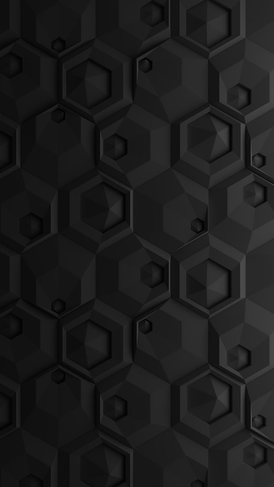 Dark Geometric Hexagon Pattern with Dimensional Shadows and Abstract Material Design HD phone wallpaper
