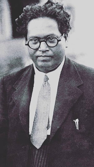 Historical Portrait of Dr. B.R. Ambedkar in Formal Suit and Round Glasses HD phone wallpaper