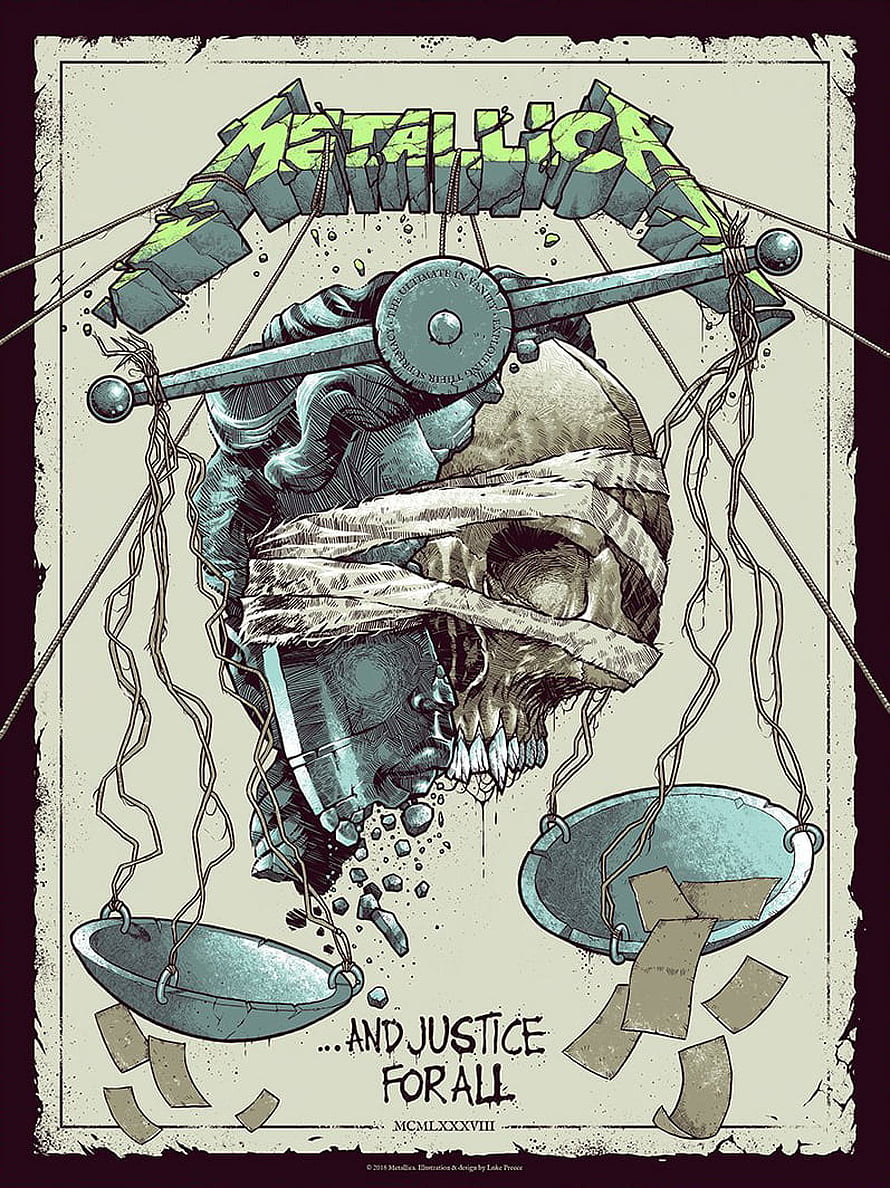 Metallica And Justice For All Skull Scales Illustration Poster Art HD phone wallpaper