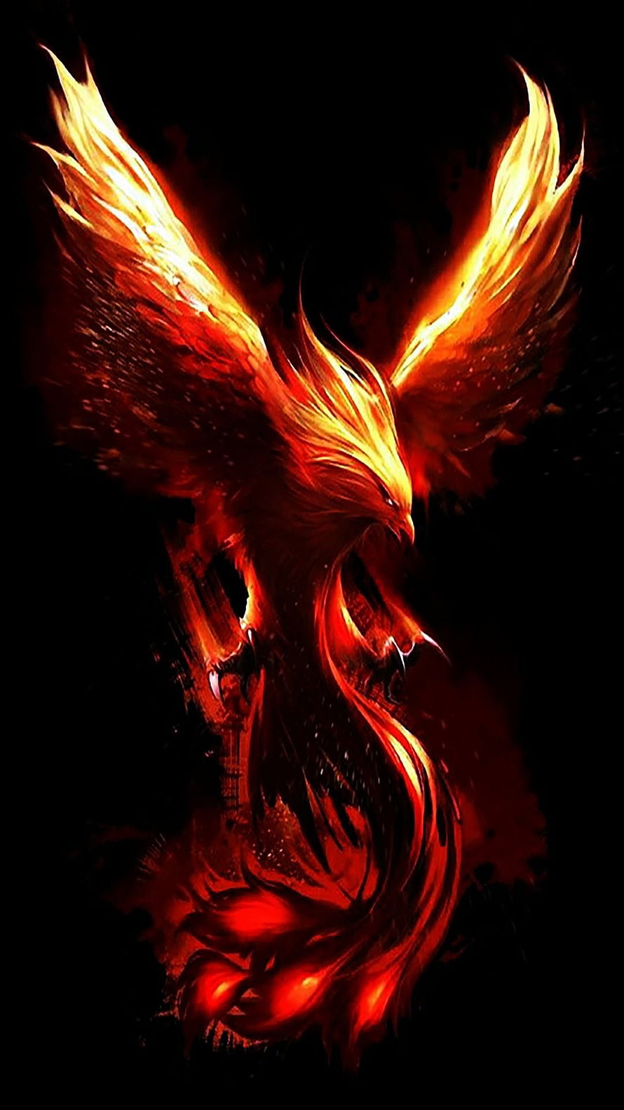 Majestic Phoenix Rising From Flames Digital Art Wallpaper HD phone wallpaper