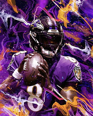Lamar Jackson Baltimore Ravens Quarterback Artistic Football Portrait HD phone wallpaper