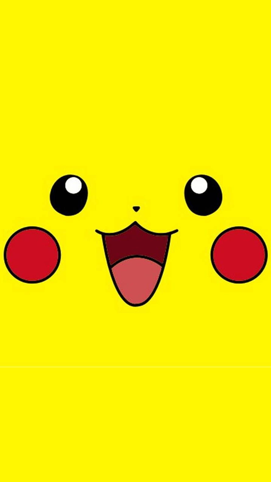 Pikachu Happy Face Close-Up on Bright Yellow Background HD phone wallpaper