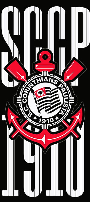 Corinthians Paulista 1910 Club Crest with Anchor and Oars on Black Background HD phone wallpaper