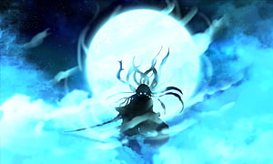 Muichiro Tokito Mist Hashira Silhouette Against Glowing Moon in Demon Slayer HD wallpaper