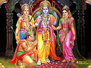 Lord Rama, Sita, Lakshmana, and Hanuman in Traditional Hindu Art, Lord Shri Ram Sita - of god HD wallpaper