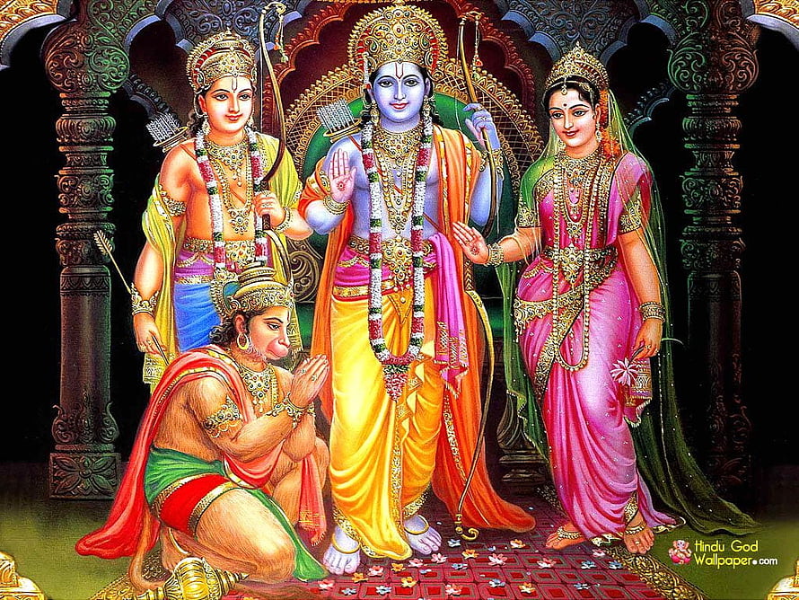Lord Rama, Sita, Lakshmana, and Hanuman in Traditional Hindu Art, Lord Shri Ram Sita - of god HD wallpaper