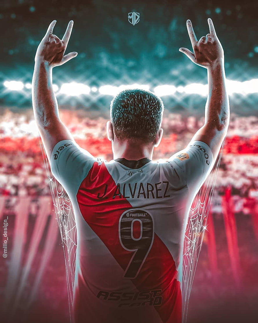 J Alvarez River Plate Jersey 9 Stadium Celebration Wallpaper HD phone wallpaper
