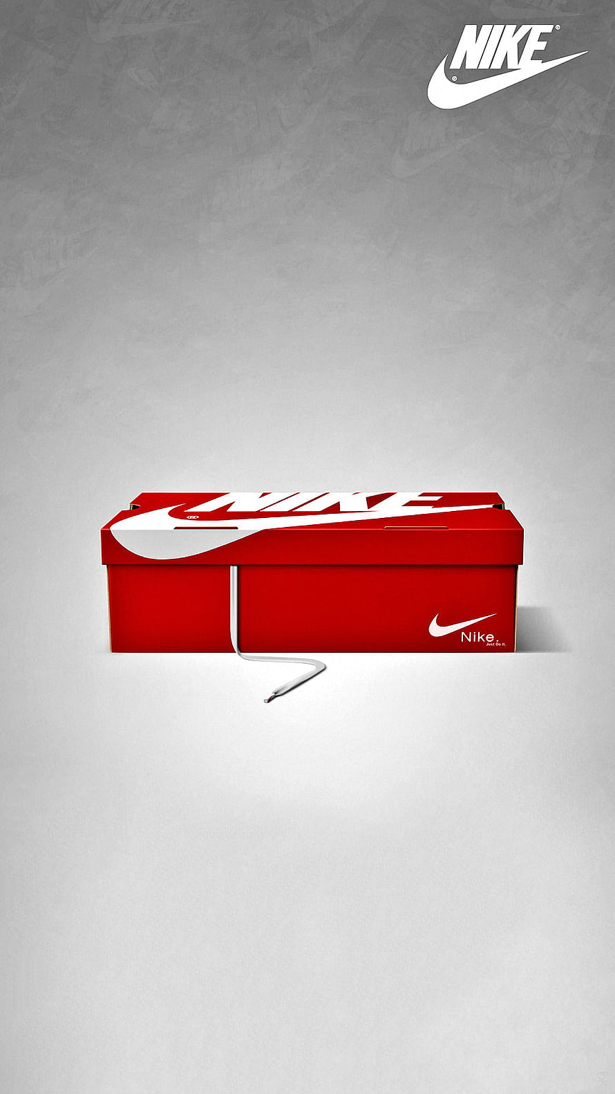Nike Red Shoebox with White Laces on Minimalist Gray Background HD phone wallpaper