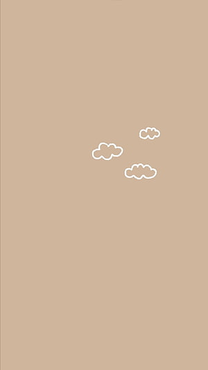 Minimalist Brown Aesthetic Wallpaper with Simple White Cloud Outlines HD phone wallpaper