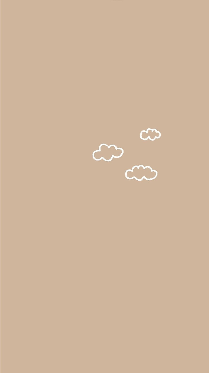 Minimalist Brown Aesthetic Wallpaper with Simple White Cloud Outlines HD phone wallpaper