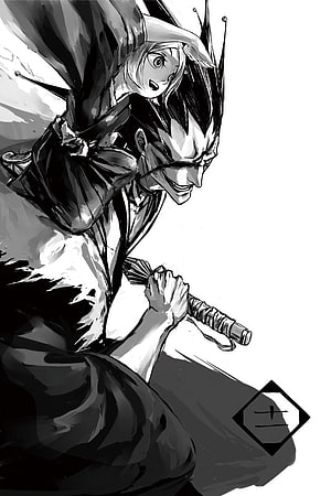 Kenpachi Zaraki and Rukia Kuchiki in Dynamic Black and White Manga Illustration HD phone wallpaper