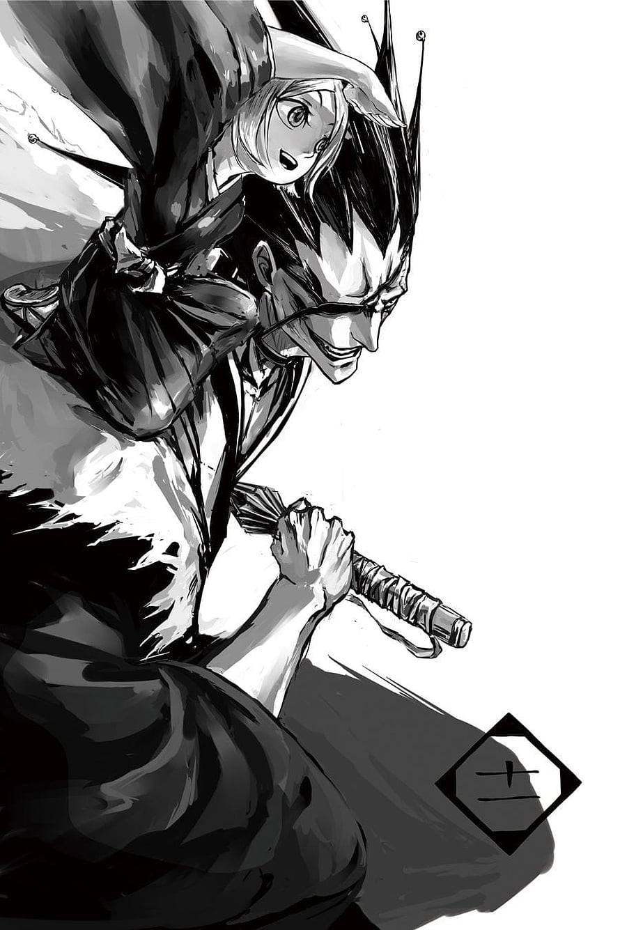 Kenpachi Zaraki and Rukia Kuchiki in Dynamic Black and White Manga Illustration HD phone wallpaper