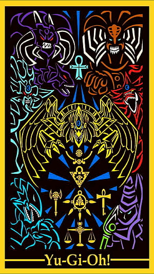 Yu-Gi-Oh! Egyptian God Cards and Monster Artwork Wallpaper HD phone wallpaper