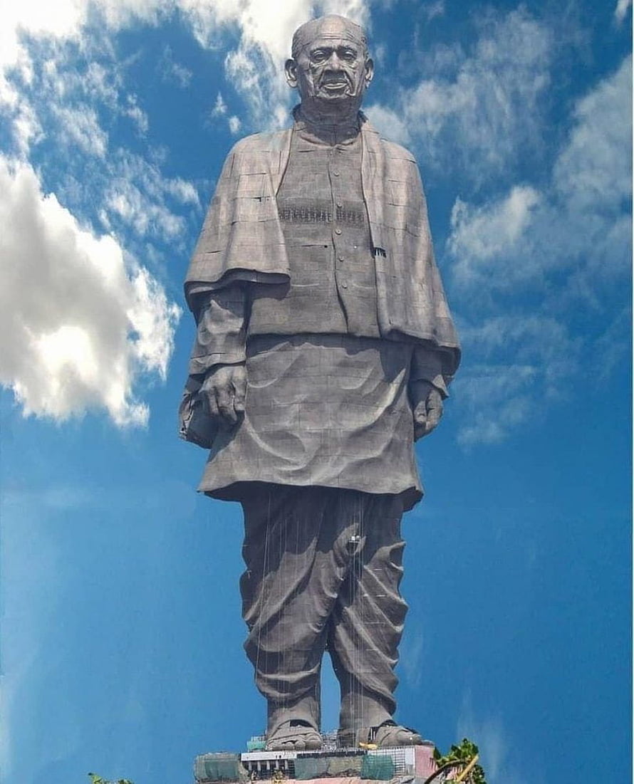 Statue of Unity Monument of Mahatma Gandhi Against a Bright Blue Sky HD phone wallpaper