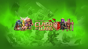 Clash of Clans Green Battle Scene Featuring Heroes and Troops HD wallpaper