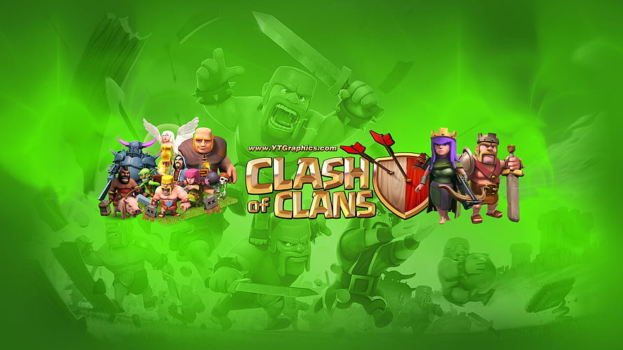 Clash of Clans Green Battle Scene Featuring Heroes and Troops HD wallpaper