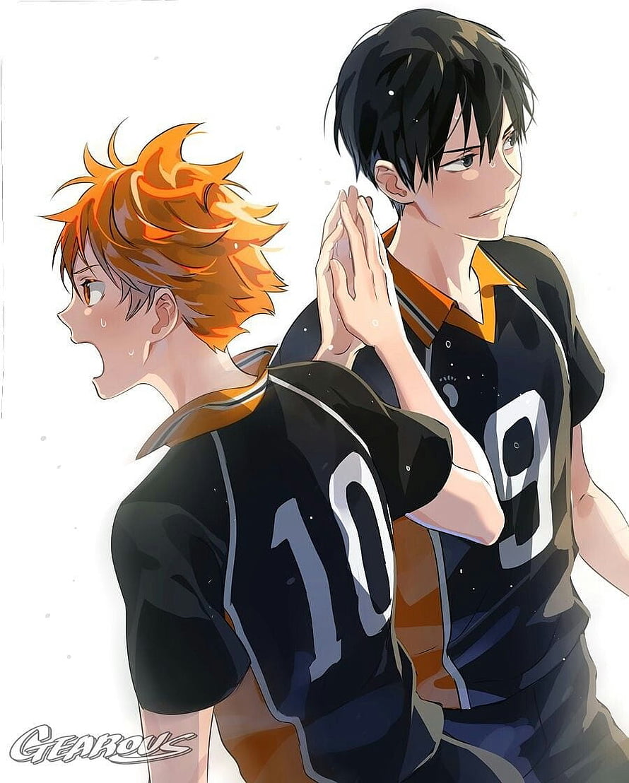 Haikyuu Anime Shoyo Hinata and Tobio Kageyama in Karasuno Volleyball Uniforms HD phone wallpaper