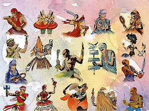 Orixás and Umbanda Deities: Traditional Brazilian Religious Artwork HD wallpaper