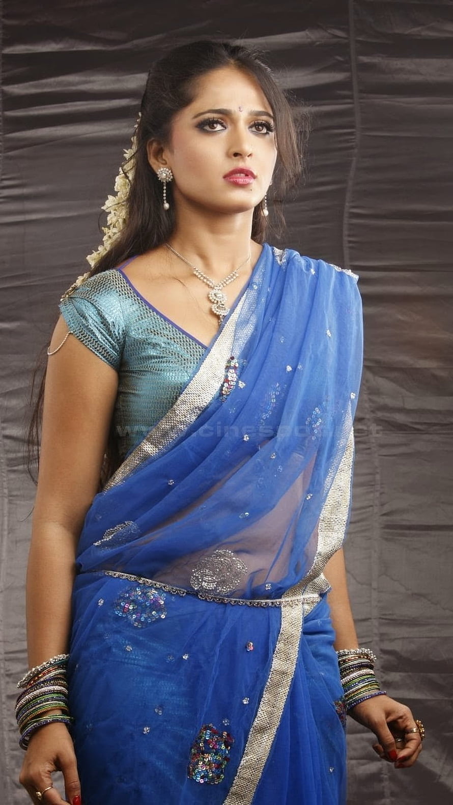 Anupama Parameswaran in a stunning blue saree with silver border and traditional jewelry HD phone wallpaper