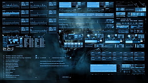 Futuristic Blue Holographic User Interface Dashboard With Data Analytics And Graphs HD wallpaper