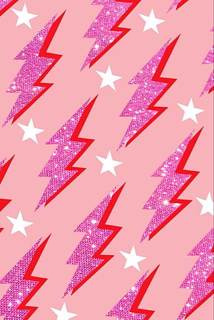 Pink Glitter Lightning Bolt Pattern With White Stars On Soft Background HD phone wallpaper
