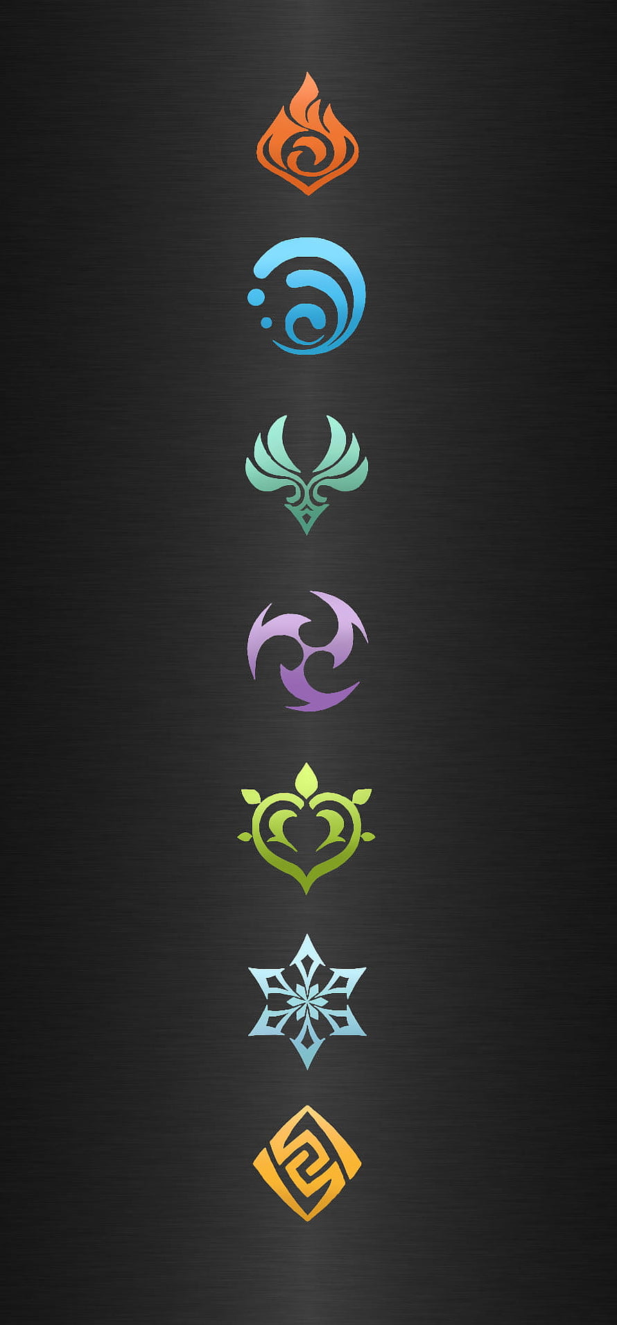 Genshin Impact Seven Elements Symbols Wallpaper - Pyro Hydro Anemo Electro Dendro Cryo Geo HD phone wallpaper