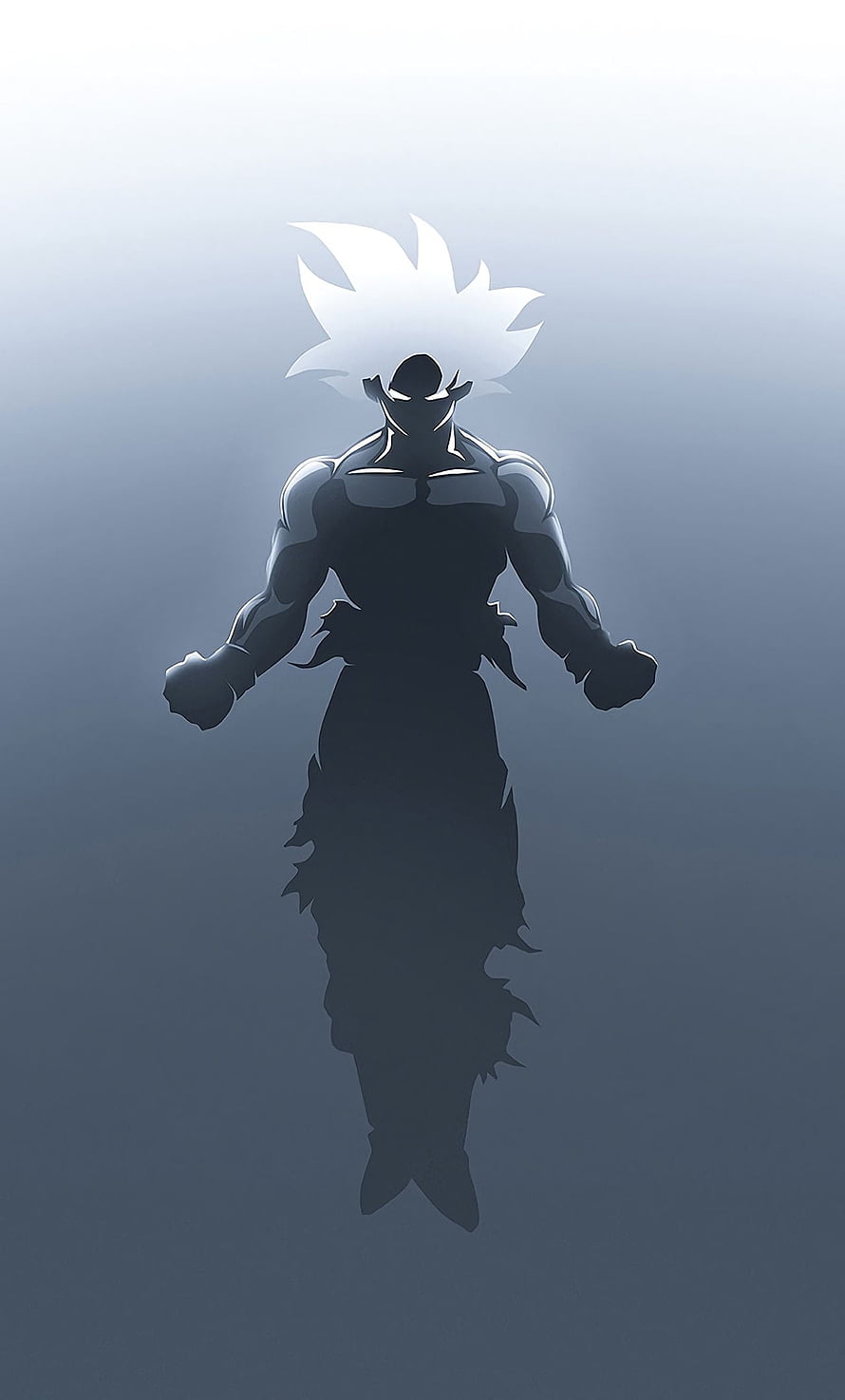 Silhouette of a Muscular Anime Character with Spiky Hair and Tattered Robes HD phone wallpaper