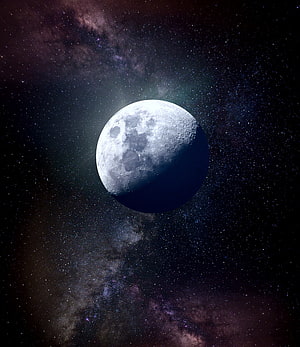 Giant Moon Illuminated Against a Starry Galaxy Background HD phone wallpaper