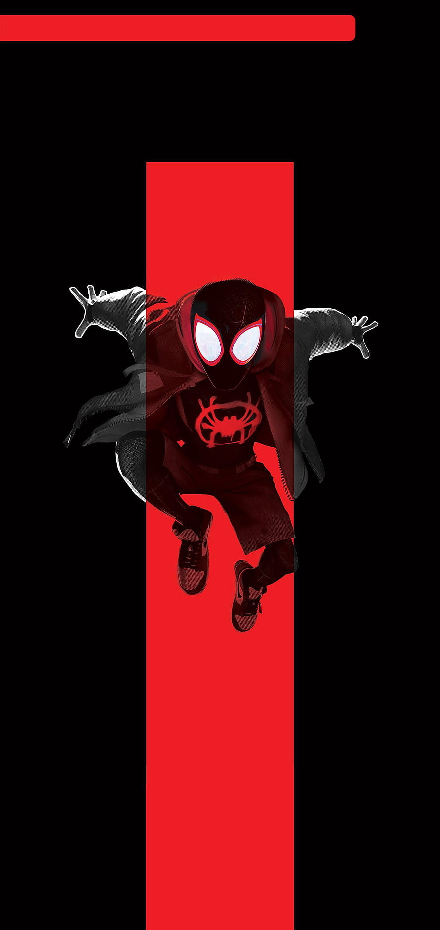 Miles Morales Spider-Man Leaping in Black Suit with Red Hoodie, Super Amoled Spider Man, Spiderman Amoled HD phone wallpaper