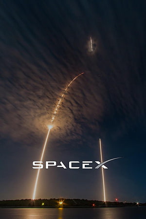 SpaceX Falcon 9 Night Launch with Booster Landing Over Water HD phone wallpaper