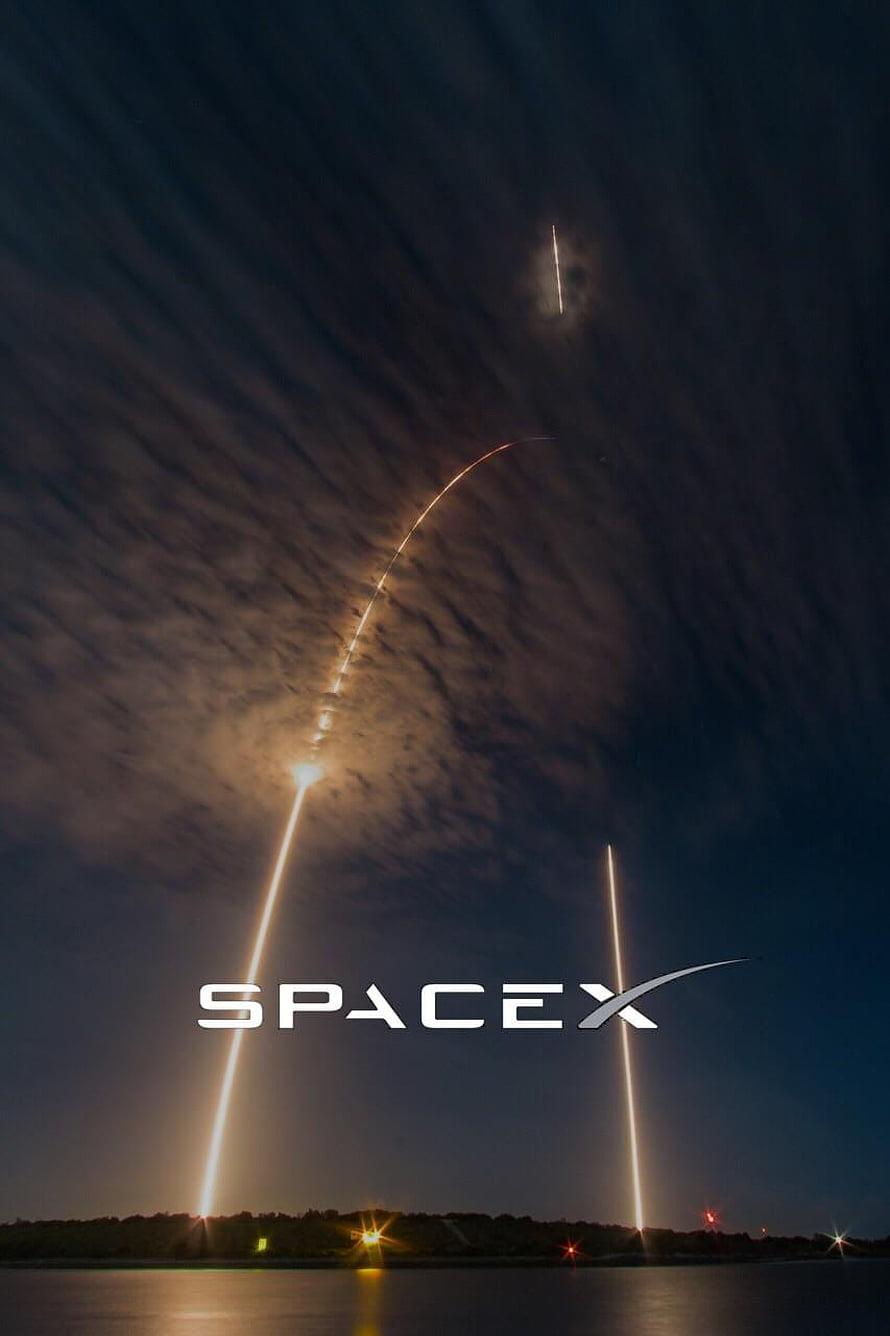SpaceX Falcon 9 Night Launch with Booster Landing Over Water HD phone wallpaper
