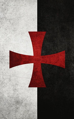 Templar Cross Emblem on Distressed Black and White Background HD phone wallpaper