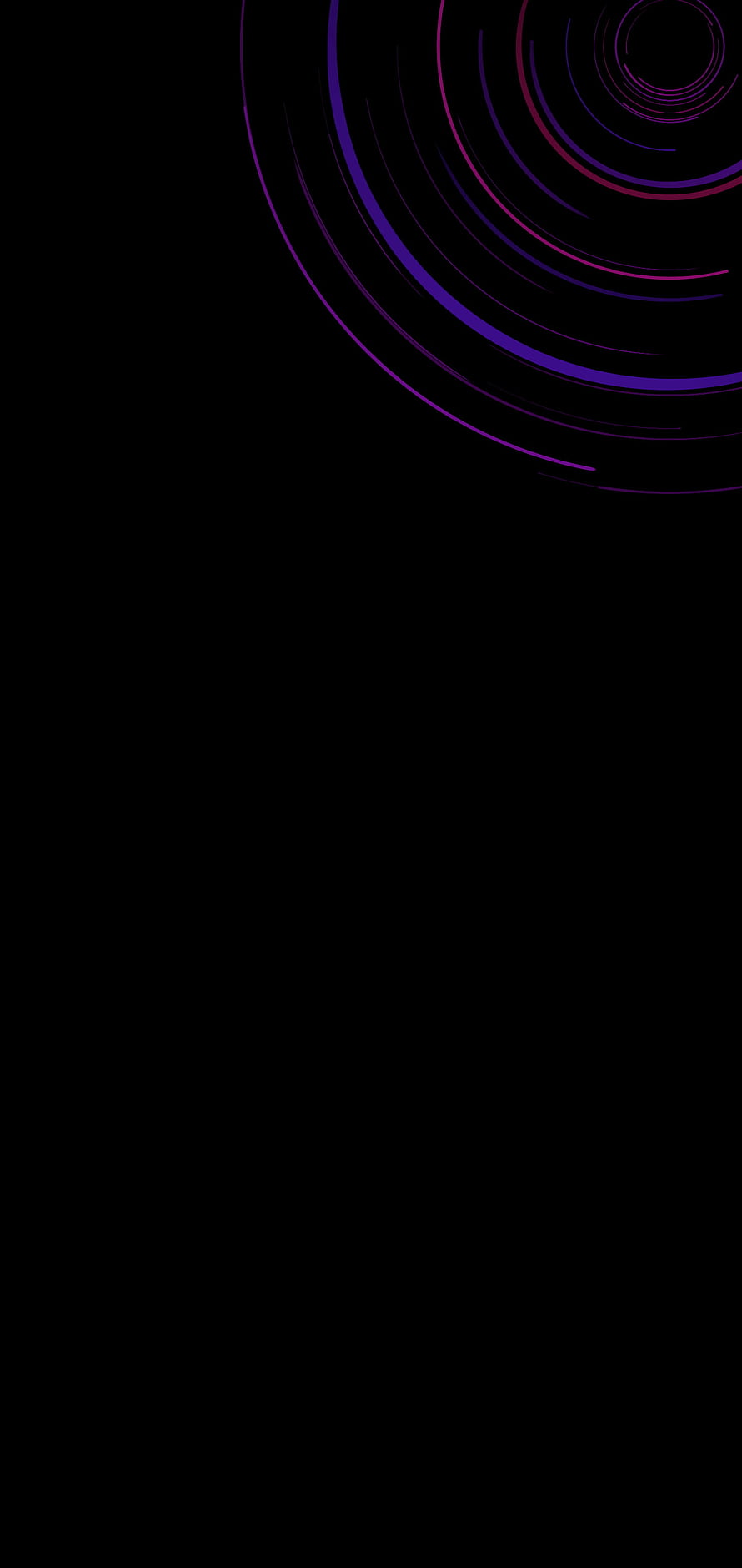 Minimalist AMOLED Dark Wallpaper with Purple and Magenta Concentric Arcs on Black Background HD phone wallpaper