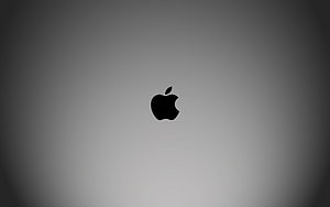 Minimalist Black Apple Logo on Gray Gradient Background HD wallpaper