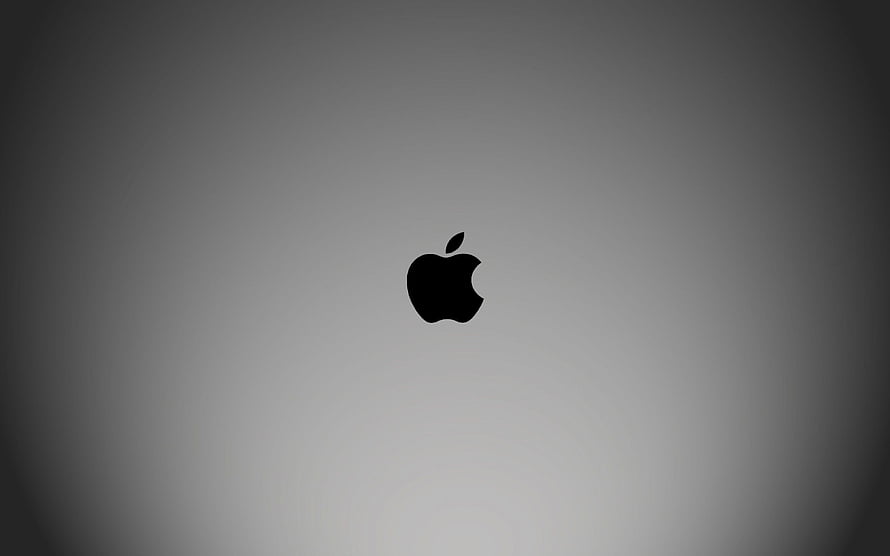 Minimalist Black Apple Logo on Gray Gradient Background HD wallpaper