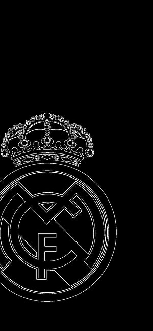 Real Madrid Club Crest Minimalist Line Art on Black Background HD phone wallpaper