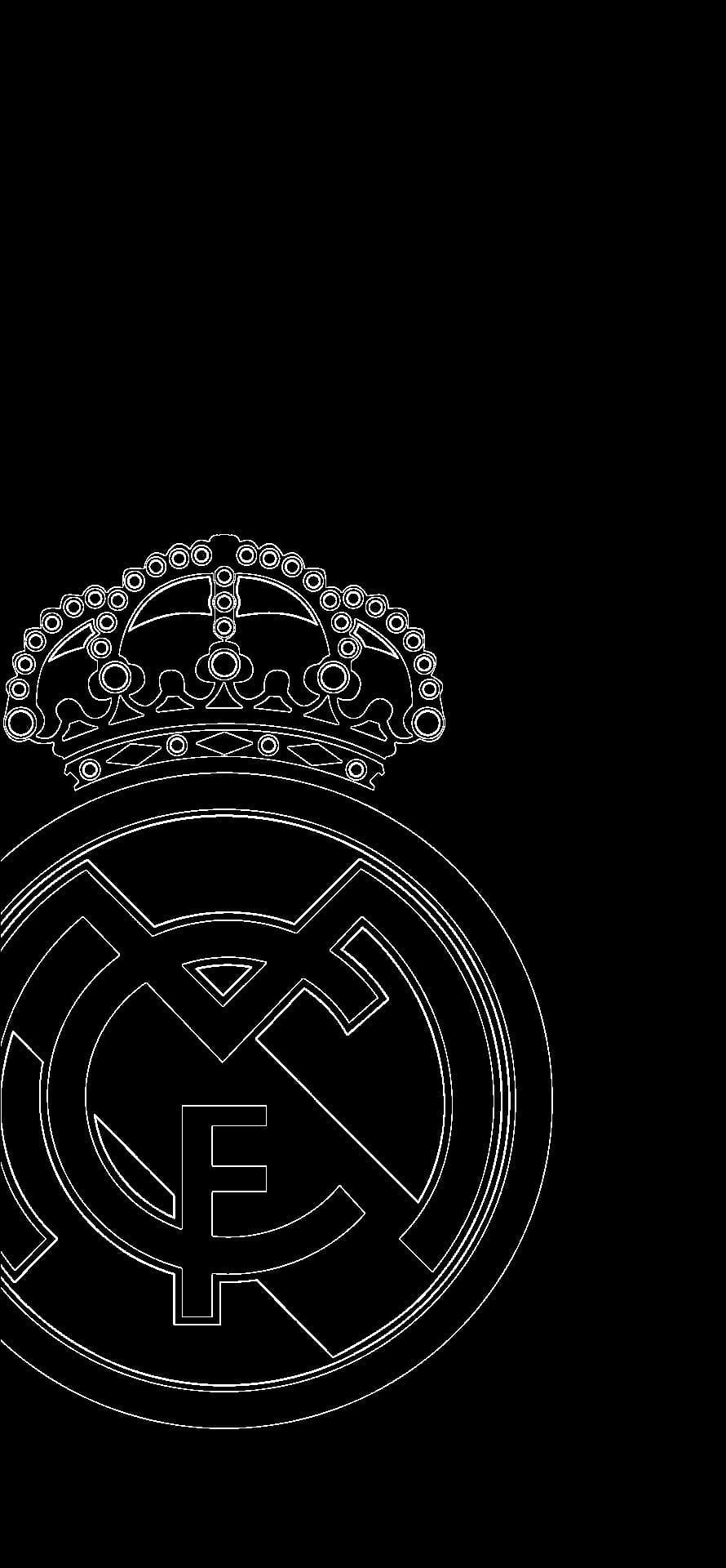 Real Madrid Club Crest Minimalist Line Art on Black Background HD phone wallpaper