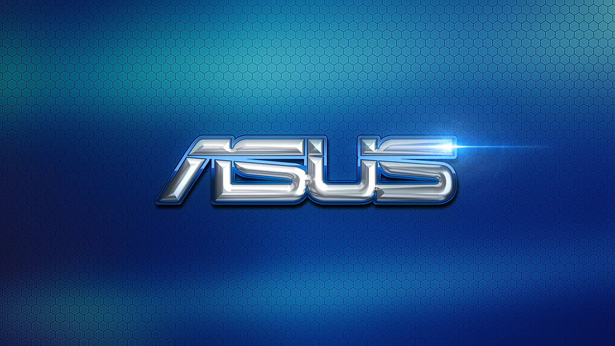ASUS Logo on Blue Hexagonal Tech Background HD wallpaper