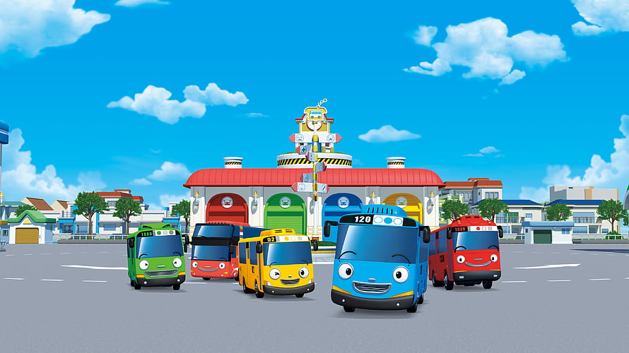 Tayo the Little Bus and Friends at the Bus Depot HD wallpaper