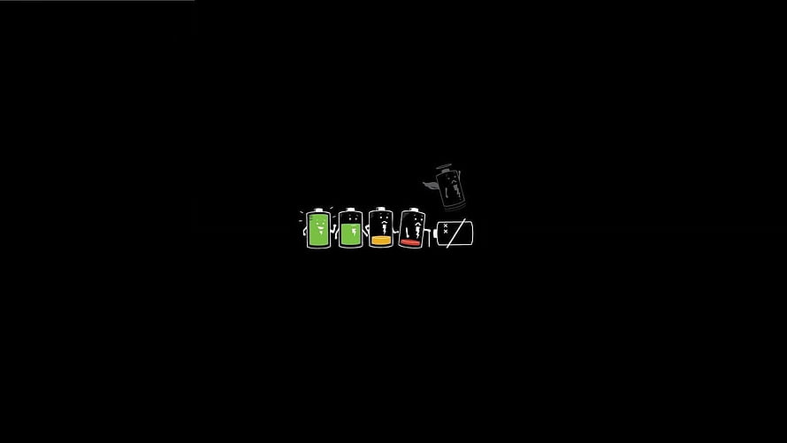 Cute Cartoon Batteries Showing Energy Levels From Full To Dead On Black Background HD wallpaper