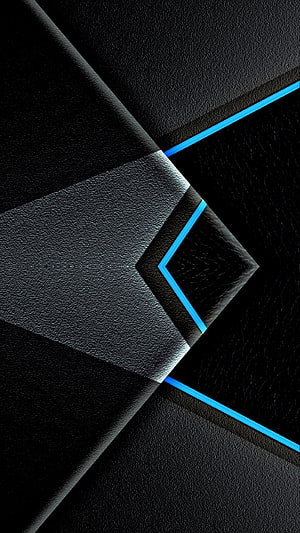Abstract Black Geometric Texture With Blue Neon Lines HD phone wallpaper