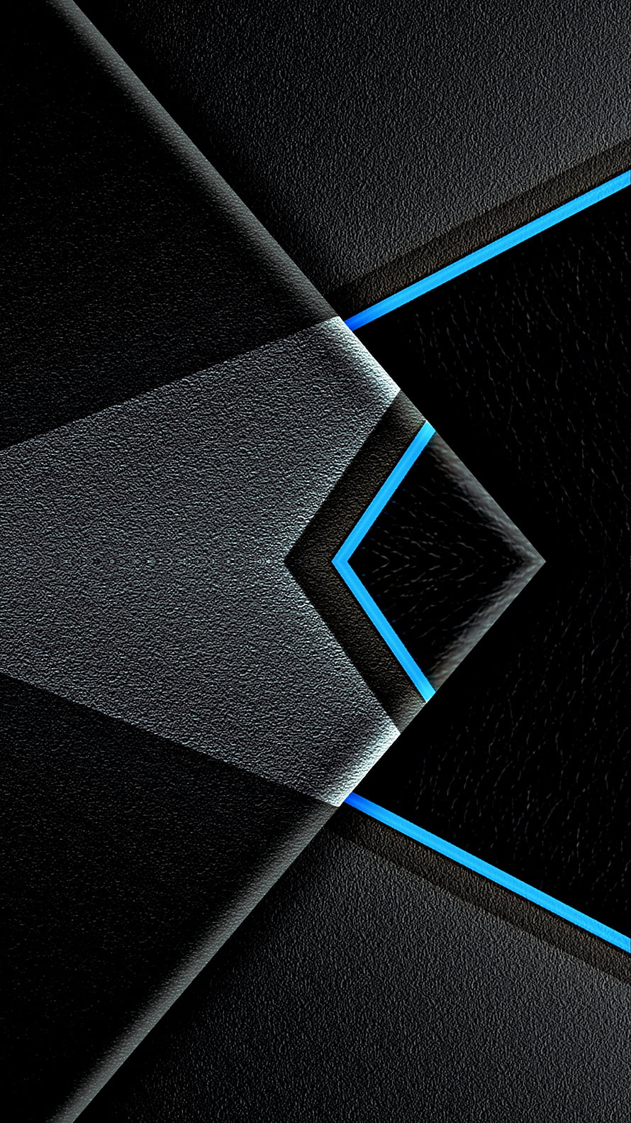 Abstract Black Geometric Texture With Blue Neon Lines HD phone wallpaper