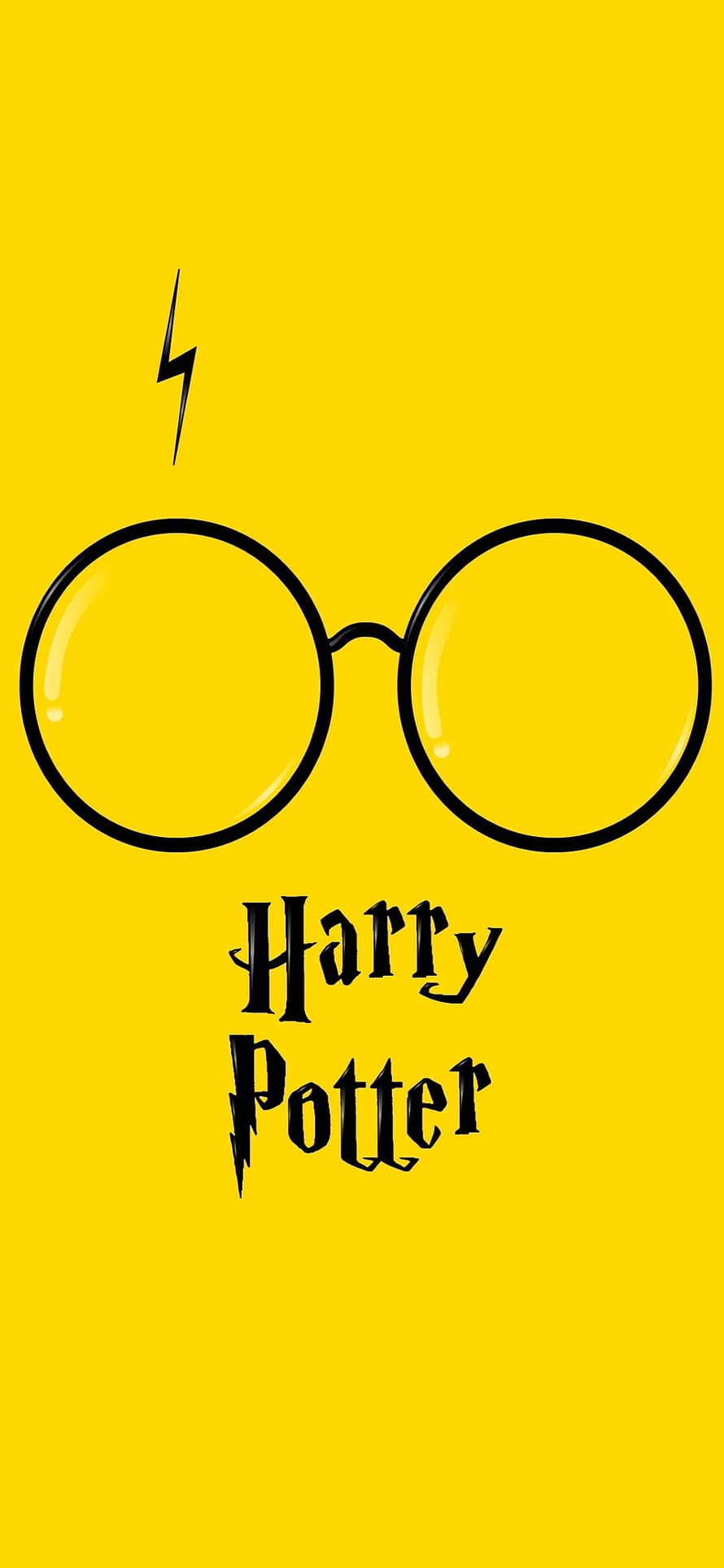 Harry Potter Minimalist Round Glasses and Lightning Bolt on Yellow Background HD phone wallpaper