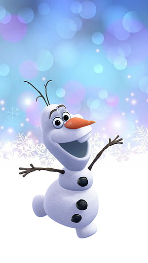 Olaf the Snowman from Frozen in a Cheerful Winter Scene with Snowflakes and Bokeh Lights, olaf #frozen. Cartoon , Christmas , Disney, Olaf Winter Disney HD phone wallpaper