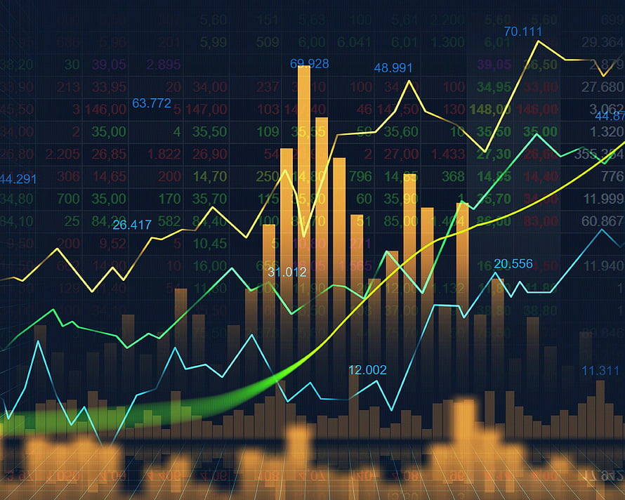 Financial Market Trading Chart With Candlestick Bars And Trend Lines HD wallpaper