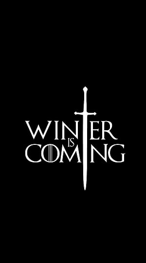 Game of Thrones Winter Is Coming Sword Logo on Black Background HD phone wallpaper
