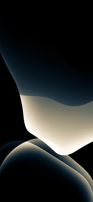 Abstract Minimalist Curved Shapes in Dark Blue and Cream on Black Background HD phone wallpaper